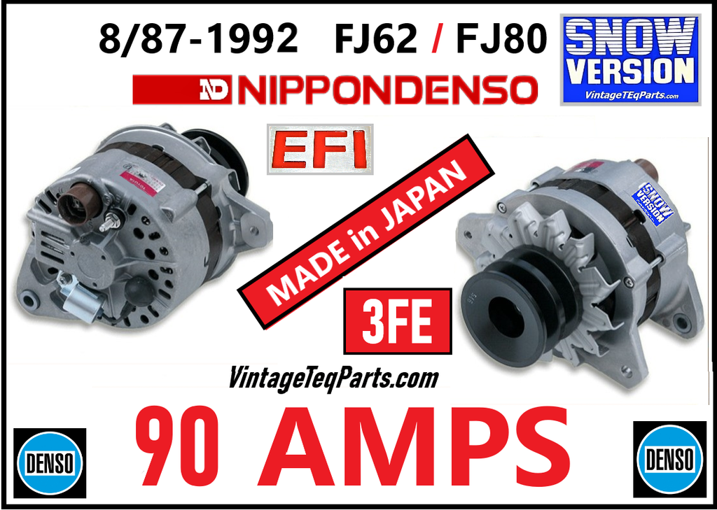 OEM Genuine NipponDenso / DENSO Japam Spec. Alternator 90A amps 1988-1992  FJ62 FJ80 3FE  3F Carb