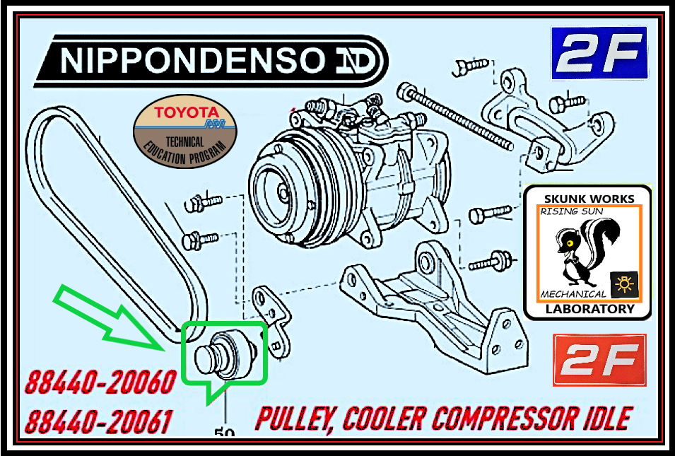 Genuine NipponDenso OEM TOYOTA A/C Air Conditioning PULLEY, COOLER COMPRESSOR IDLE , Idler , 88440-20060 / 88440-20061