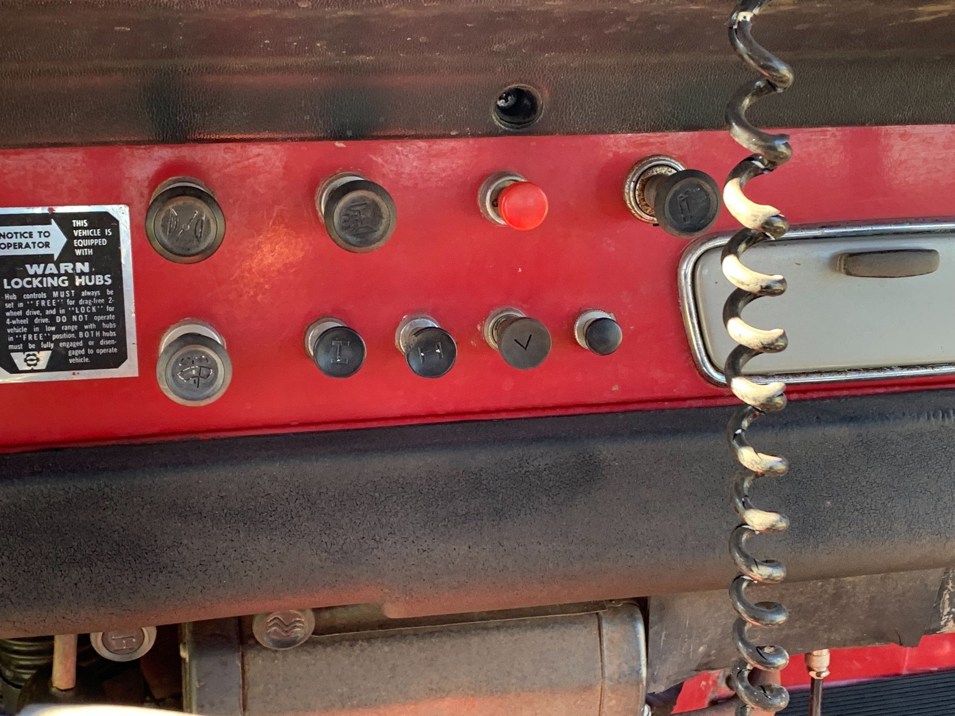 Early First Generation RED BELL HAZARD Pull Switch Knob FJ40 FJ55
