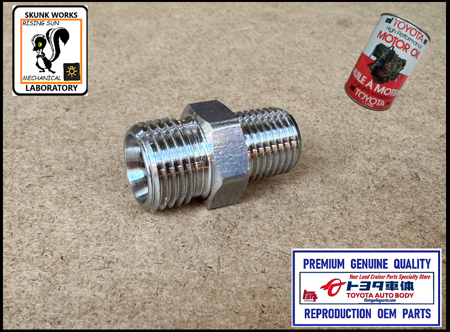 Oil Pump Pickup Tube to Engine Block Main Supply Galley Outlet Pipe Fitting 90404-16007  /  90404-16008 / 90404-16010  FITS :   F , F1.5 , 2F , 3F Carb 3F-E / 3FE      FJ40    FJ55    FJ60    FJ62    FJ80    FJ70 FJ75