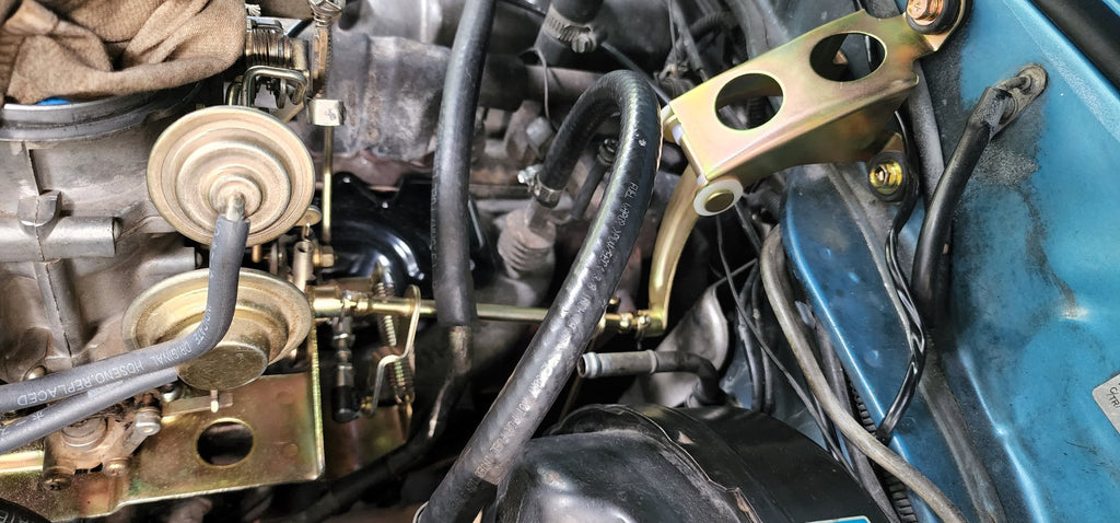 FJ60 Accelerator Linkage Factory Fit Form & Function Restore Rebuild Refresh Repair Kit Form Kit , From Gas Pedal Push-Up Rod to Pivot Bracket , Torque Rod to Carburetor Side Mini-Rod 8/80-9/87