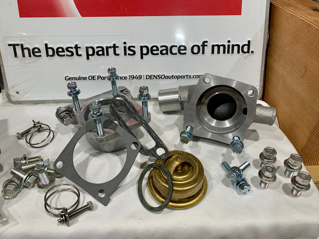 UPDATED NEW 6pc KIT  Thermostat Housing PLUG & PLAY Violet Silver Zinc Plated Salt Spray Rating Thermostat Housing ALL JAPAN Spec. JIS DOUBLE SEMS BOLTS Hardware Mounting KIT  F1.5 2F 3F CARB. 3FE 1972 -1990 FJ40 FJ60 FJ55 FJ43 FJ62 FJ80