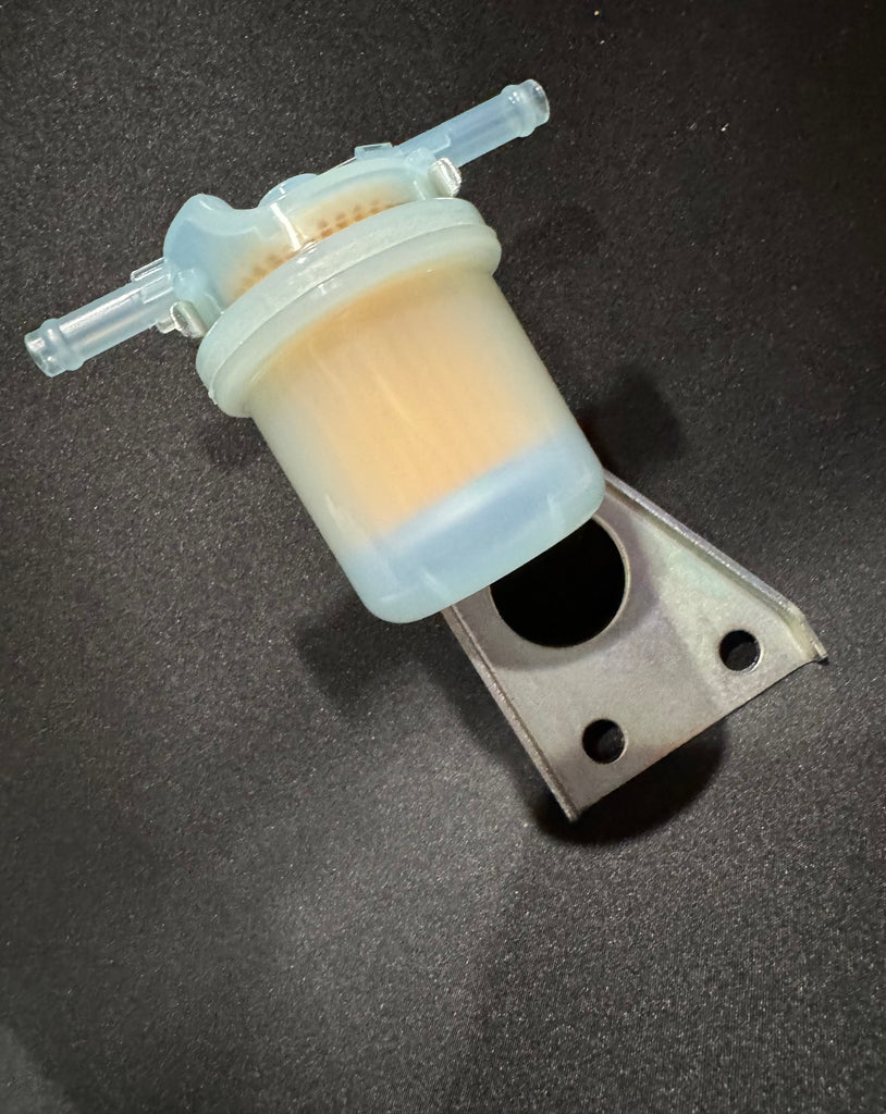 TOYOTA Carbureted Fuel Filter Bracket Holder Designed To Support in EITHER Vertical Position the Late Model FJ40 / FJ60  KYOSAN TOYOTA Genuine Parts Japan Spec. Fuel Filter ( Comes With Qty X 1  OEM Fuel Filter )  Part # 23921-2FJ60