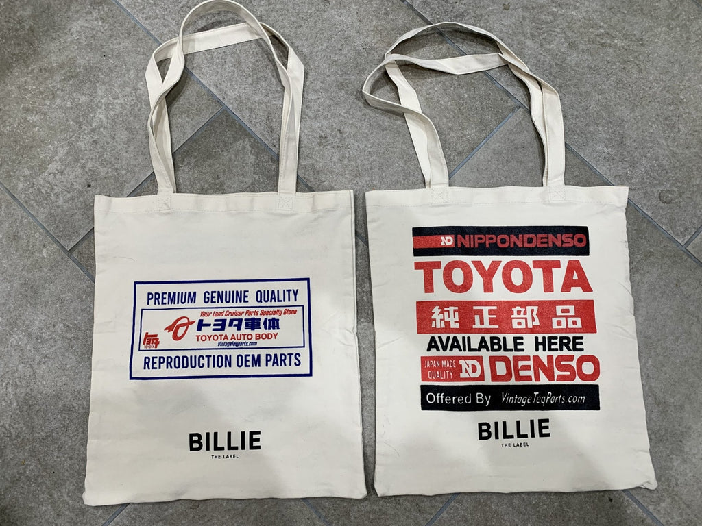 OEM Inspired Canvas Parts TOTE Bag &  Tool Roll Matching  NipponDenso / Denso DOUBLE Sided LOGOS Super Heavy Duty Beige Canvas bag