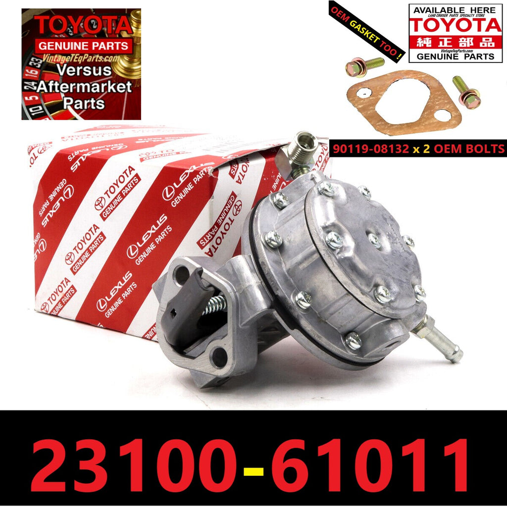 OEM TOYOTA Genuine Parts Mechanical Fuel Pump Comes with GASKET & qty x 2pcs NOS MOUNTING BOLTS 90119-08132  Fits 10/73 - 9/77 FJ40 Land Cruiser Comes with ALL OEM Gaskets OEM BOLTS and Mounting hardware too !