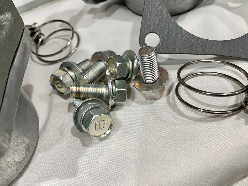 UPDATED NEW 6pc KIT  Thermostat Housing PLUG & PLAY Violet Silver Zinc Plated Salt Spray Rating Thermostat Housing ALL JAPAN Spec. JIS DOUBLE SEMS BOLTS Hardware Mounting KIT  F1.5 2F 3F CARB. 3FE 1972 -1990 FJ40 FJ60 FJ55 FJ43 FJ62 FJ80