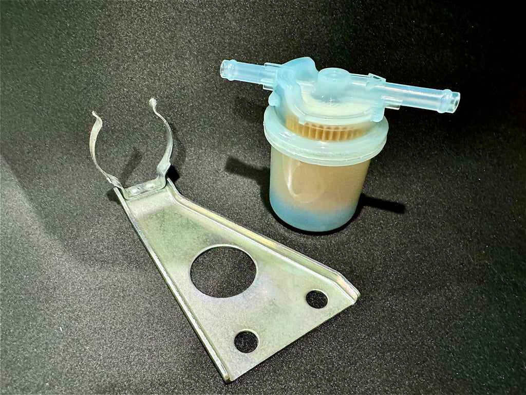 TOYOTA Carbureted Fuel Filter Bracket Holder Designed To Support in EITHER Vertical Position the Late Model FJ40 / FJ60  KYOSAN TOYOTA Genuine Parts Japan Spec. Fuel Filter ( Comes With Qty X 1  OEM Fuel Filter )  Part # 23921-2FJ60