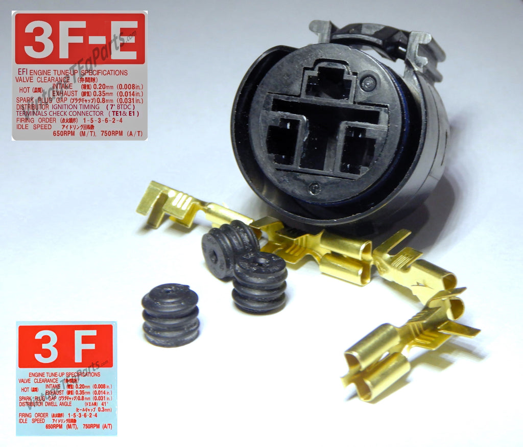 3F 3FE FJ62 FJ80 OEM TOYOTA YAZAKI Alternator Repair Plug Connector Kit 3F-E  3 WIRE Round  Plug Type Includes Seal Grommets & Extra Terminals