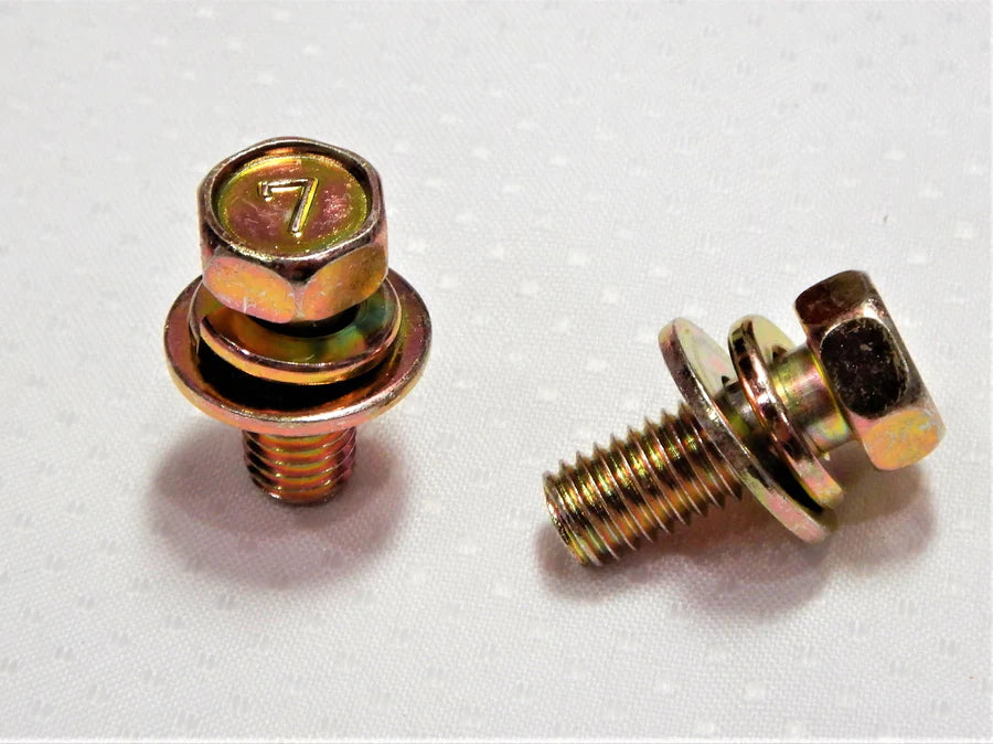 M8 x 1.25 x 16mm J.I.S. SEMS GOLD ZINC PLATED STAMPED  #7 HEAD BOLTS OEM MADE IN JAPAN , SOLD in PACKS of 10pcs. Each