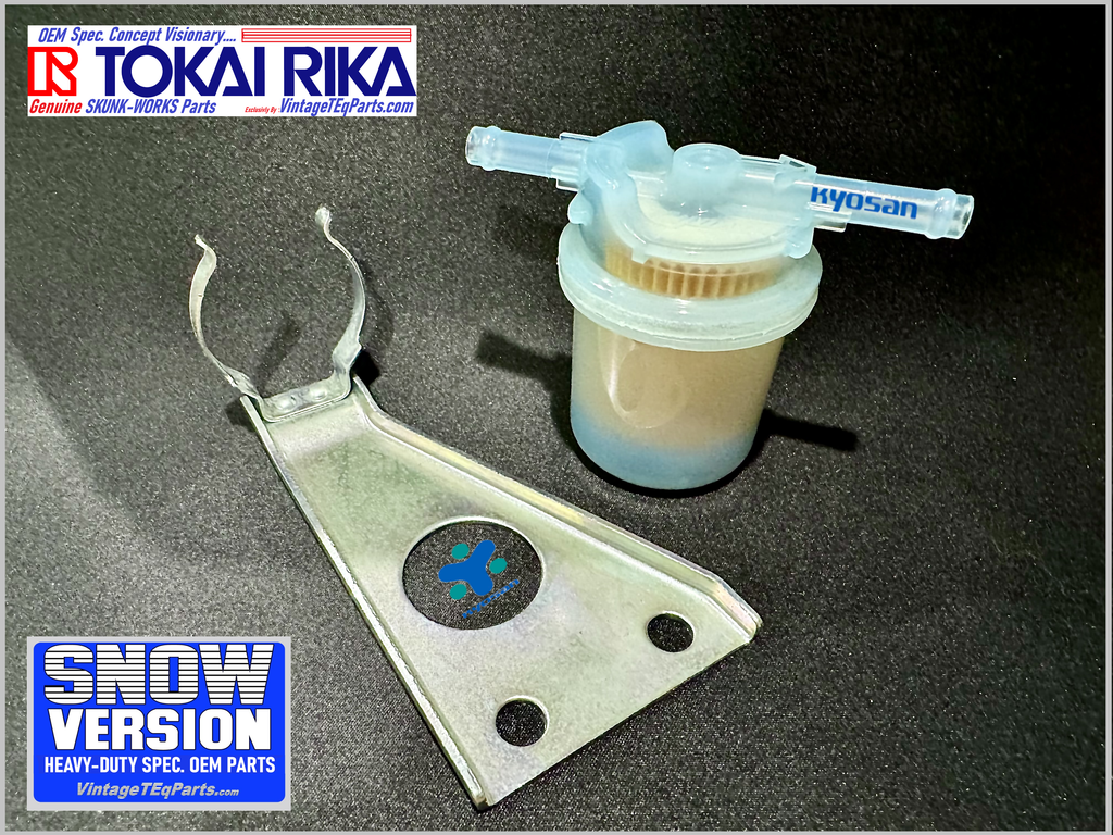 TOYOTA Carbureted Fuel Filter Bracket Holder Designed To Support in EITHER Vertical Position the Late Model FJ40 / FJ60  KYOSAN TOYOTA Genuine Parts Japan Spec. Fuel Filter ( Comes With Qty X 1  OEM Fuel Filter )  Part # 23921-2FJ60