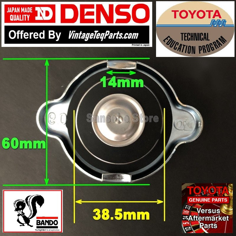 BIG CAP OEM TOYOTA JAPAN GENUINE NipponDenso Radiator Caps with SOLID Nickle Retainer Chains Early - 4/86 FJ40 FJ60 & ANY LAND CRUISER