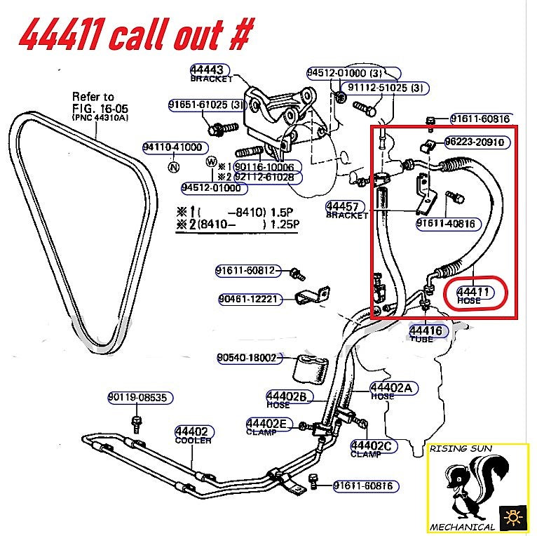 High Pressure Power Steering Line / Hose  Fits  8/80 - 9/87  FJ60 2F  Call out # 44320