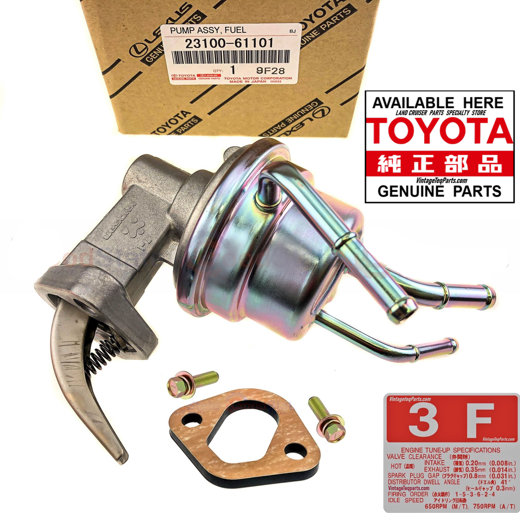 OEM Mechanical Fuel Pump 23100-61101  COMES WITH OEM Gasket's AND 2 OEM MOUNTING BOLTS Too !  fits : ALL 1984-1/1990  3F Engines