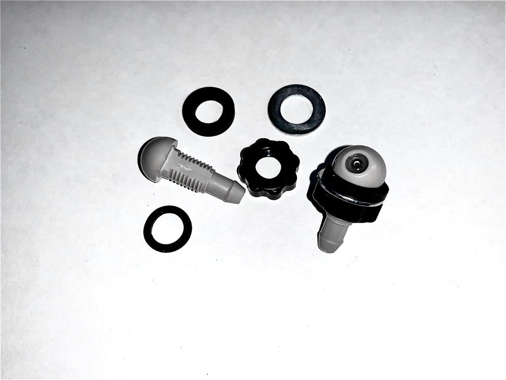 GENUINE ASMO / NipponDenso JAPAN OEM TOYOTA Washer Nozzle 2pc KIT  85035-60010 /  85035-95189 ROUND Style Single Housing SINGLE  JETS USES the D-GROOVE HOOD HOLE PROFILE SEE photos PLEASE .........