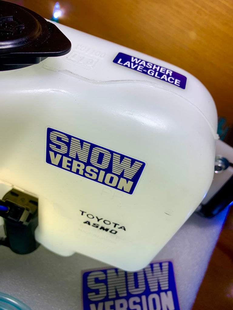 SNOW VERSION GRADE OEM GENUINE ASMO NipponDenso 3FE FJ80  80 Series Complete all inclusive plug and play Washer Bottle kit w/ BOTH FRONT and REAR pump motors with OUR Signature OEM-Reproduction BLUE TINT hose FITS 90-92 HEAVY DUTY TOUGH AS NAILS