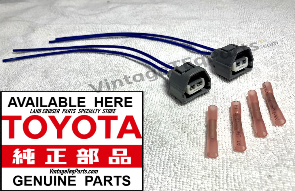 Factory FOG Lamps 70 SERIES Harness Side FEMALE Connector Plug Pigtail KIT / SET of 2  /  Genuine OEM TOYOTA  JAPAN Spec.  Parts