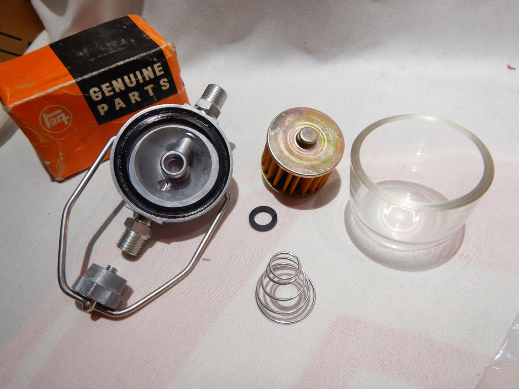 NOS OEM TOYOTA Glass Bowl  Fuel Filter , Spring , Top Cover , Retainer , both New Seals and orings too , fits Early  FJ25 , FJ40  1956- 1967 & Later some modles