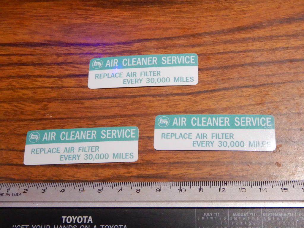 TEq AIR CLEANER SERVICE Decal Toyota Plate  Label  JDM FJ40 , FJ45,  FJ55 BJ40, BJ42 , HJ60 , HJ62 , HJ47 , HJ45 , FJ80   HZJ80