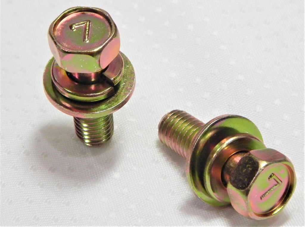 M8 x 1.25 x 25mm J.I.S. SEMS GOLD ZINC PLATED STAMPED  #7 HEAD BOLTS OEM MADE IN JAPAN , SOLD in PACKS of 10pcs. Each