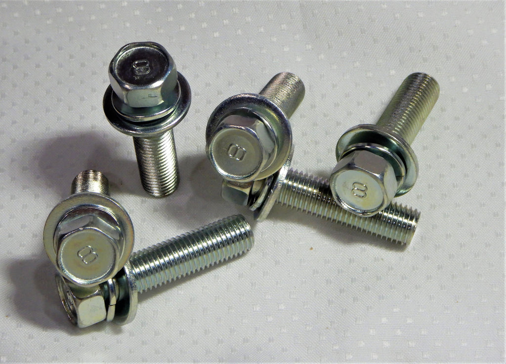OEM TOYOTA Stamped #8  M10 x 1.25 x 40mm LONG SEMS JIS JAPAN BOLTS SILVER BLUE ZINC PLATING ( qty x 10pack kit )