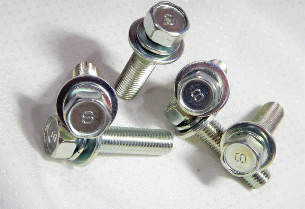 OEM TOYOTA Stamped #8  M10 x 1.25 x 40mm LONG SEMS JIS JAPAN BOLTS SILVER BLUE ZINC PLATING ( qty x 10pack kit )