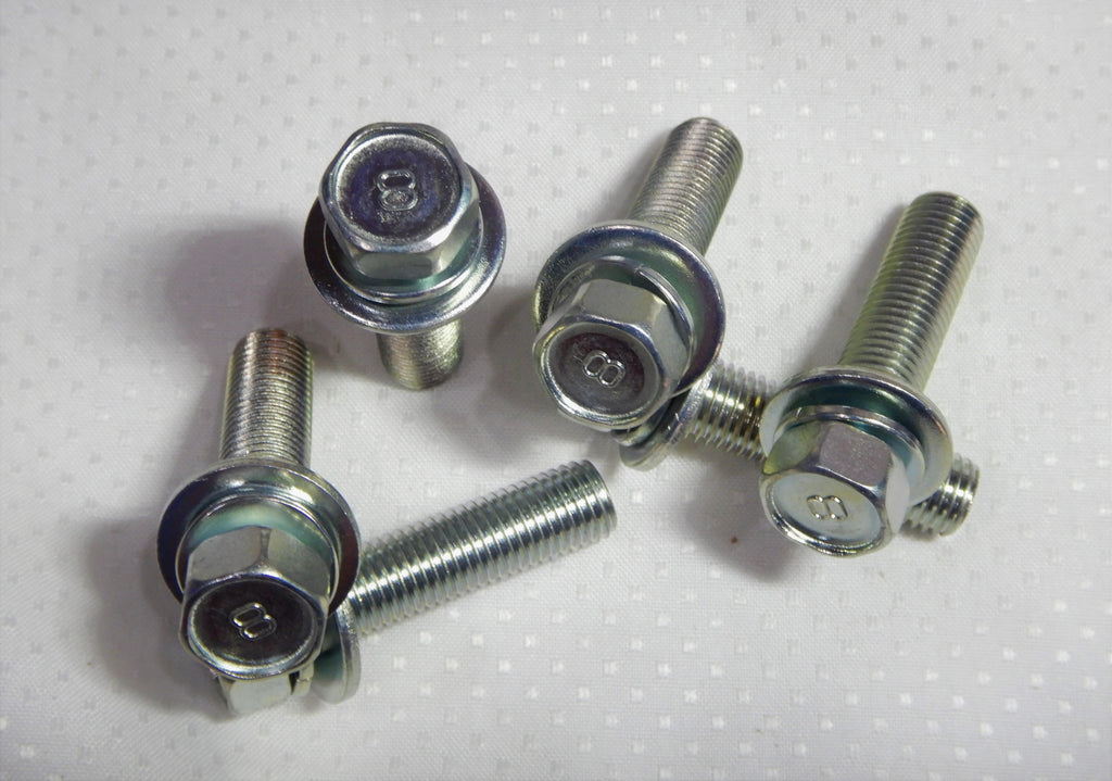 OEM TOYOTA Stamped #8  M10 x 1.25 x 40mm LONG SEMS JIS JAPAN BOLTS SILVER BLUE ZINC PLATING ( qty x 10pack kit )