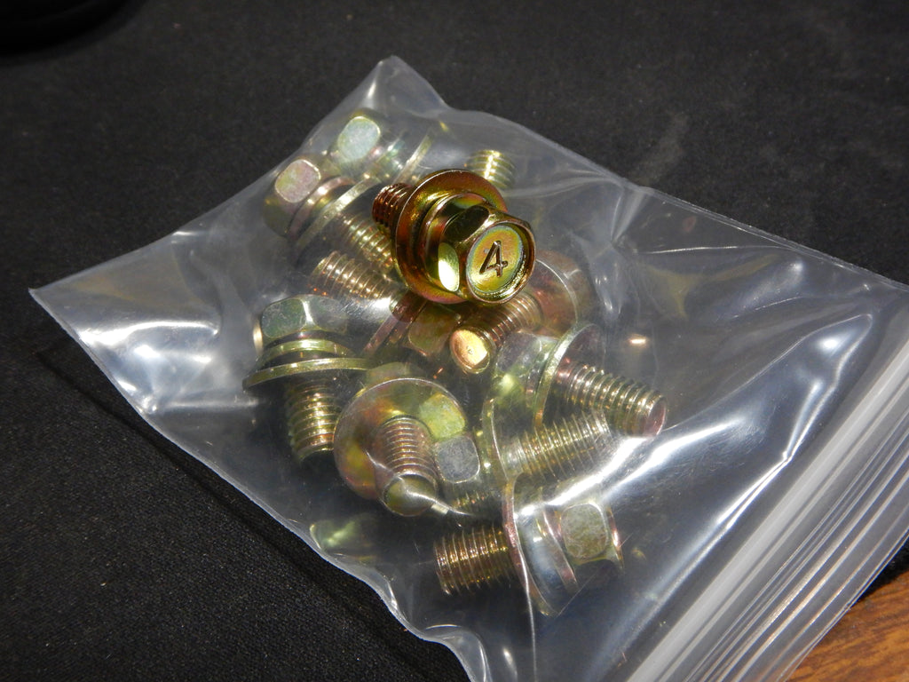 M8 x 1.25 x 16mm J.I.S. SEMS GOLD ZINC PLATED STAMPED  #4 HEAD BOLTS OEM MADE IN JAPAN , SOLD in PACKS of 10pcs. Each