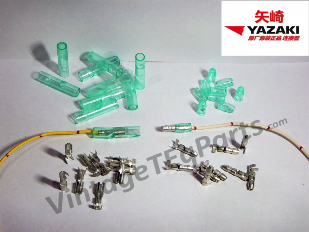 OEM TOYOTA GENUINE Parts 4mm YAZAKI JAPAN Spec. GREEN TINT SHEATHS TIN Plated Marine Grade SOLID Brass terminals Terminal  Bullet Connectors Connector 40pc. KIT /  pack KIT