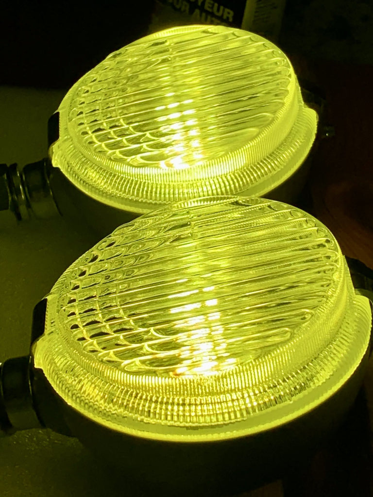 KUSTOM KOITo LED OEM  TOYOTA Genuine PURE JDM YELLOW DIODES FOG LAMPS LIGHTS LAND CRUISER FJ40 FJ60  FJ62  BJ70 12V  &  24V  Includes mounting brackets