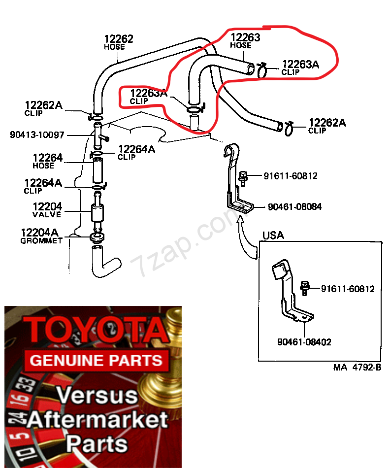 Genuine Toyota OEM  Air Box Cleaner Housing Crankcase Breather  NON-USA 2F NEW Valve Cover Main Ventilation HOSE  90910-06036  Fits 1/75-9/87  FJ40  FJ60 KIT Comes w/ 2 OEM Clamps Too !