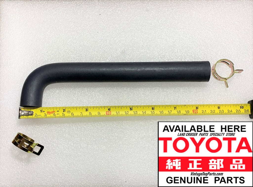 NON-USA 2F Main Breather Hose  From Rear Valve Cover Port To : Canister Style / Snorkel Type Air Box / Cleaner Port  100% TOYOTA OEM Parts Comes with Qty x 2 Gold Plated Yellow Zinc Spring Tension Clamps